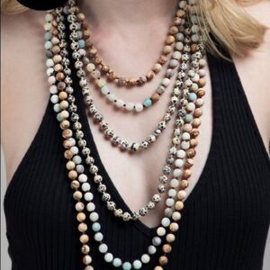 Amazonite Natural Stone Long Beaded Necklace